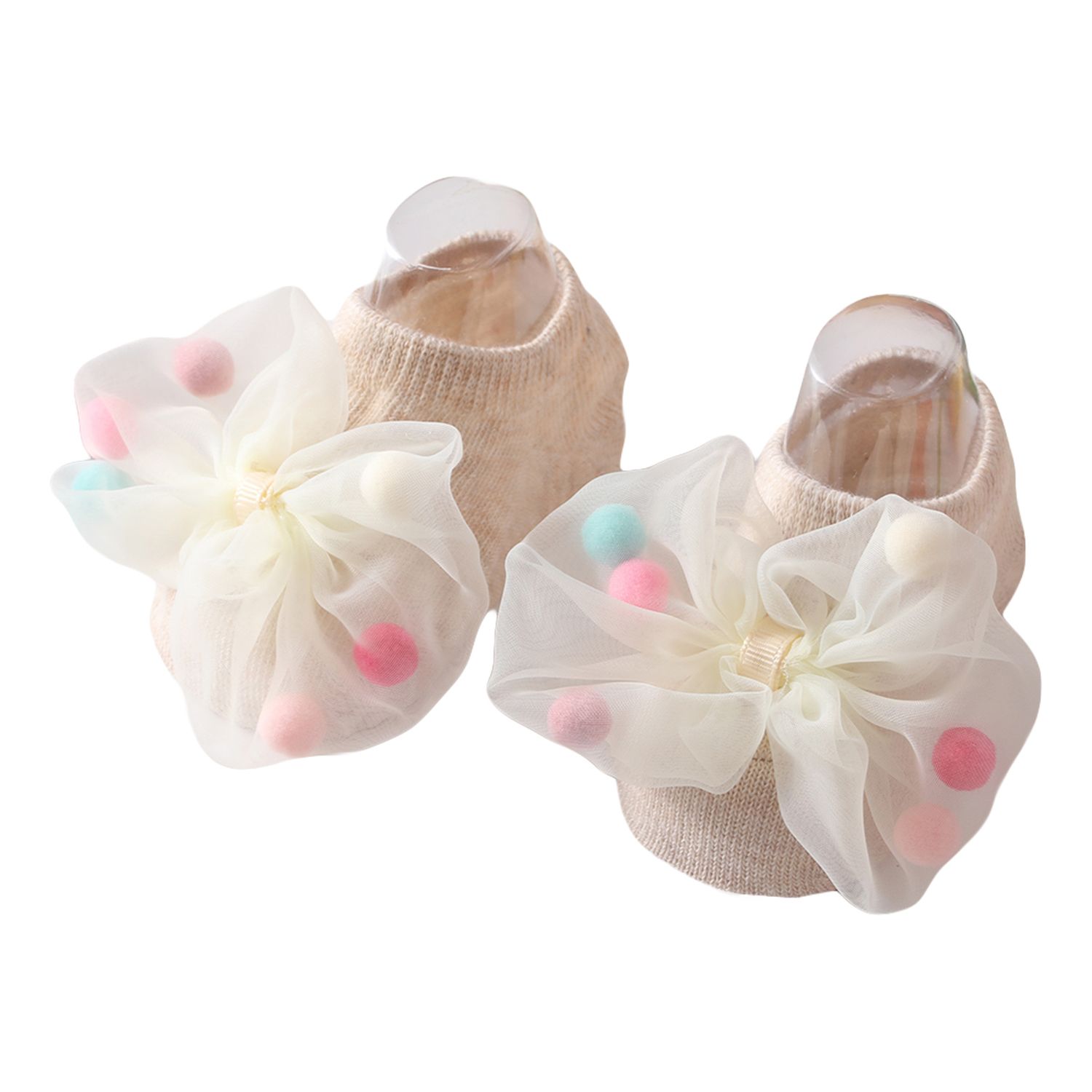 pop it Baby Anti-slip Short Floor Socks, Girls Ankle Sock with Mesh Bow-knot for Spring, Autumn