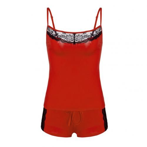 Women Solid Color Adjustable Straps Camisole Shorts Lace Patchwork Sleepwear Set y Ladies Sleepwear female Pajama Party Set