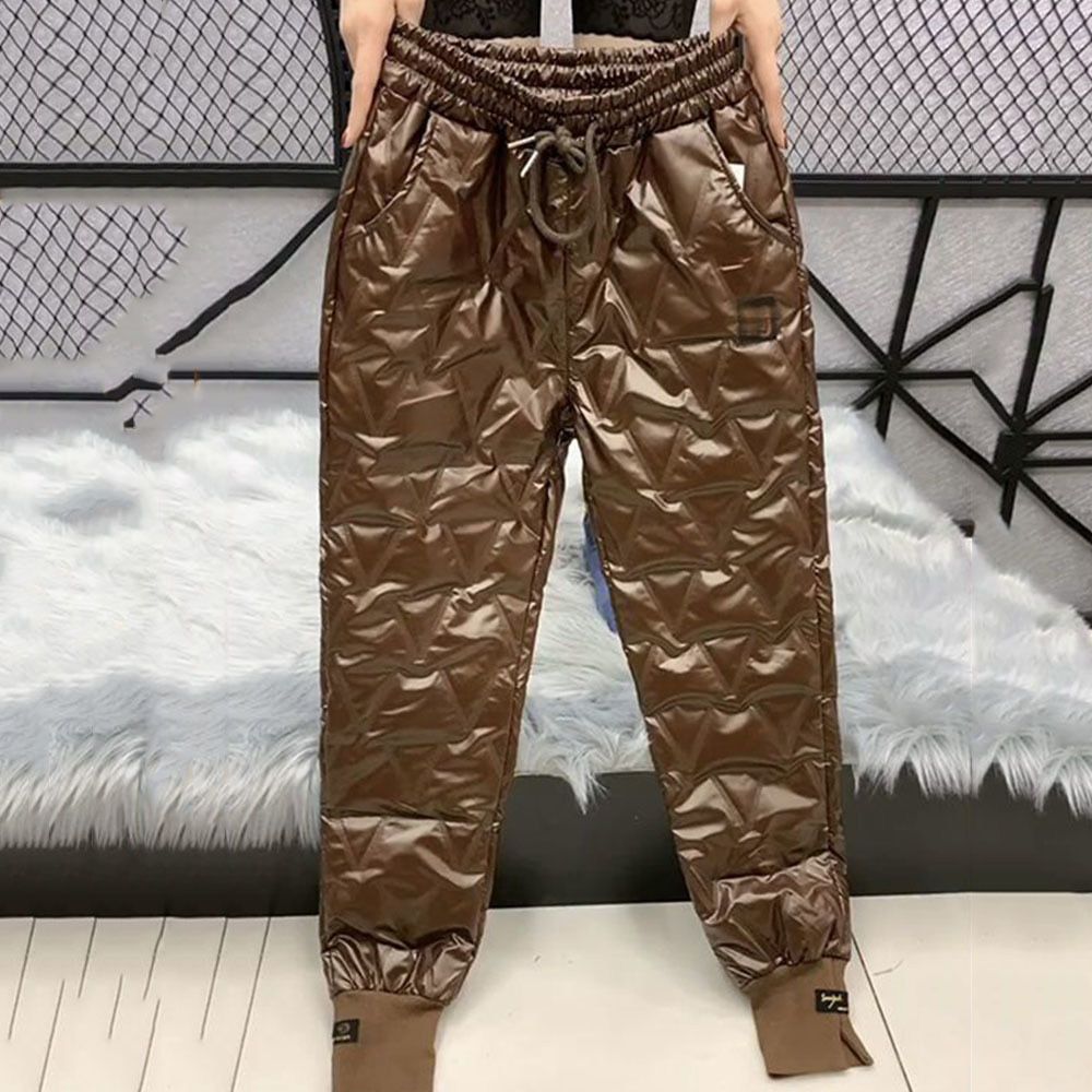 Autumn Cotton Trousers for Women's Snow Outerwear Winter High Waist Casual Feet Harem Pants Warm Casual Pants