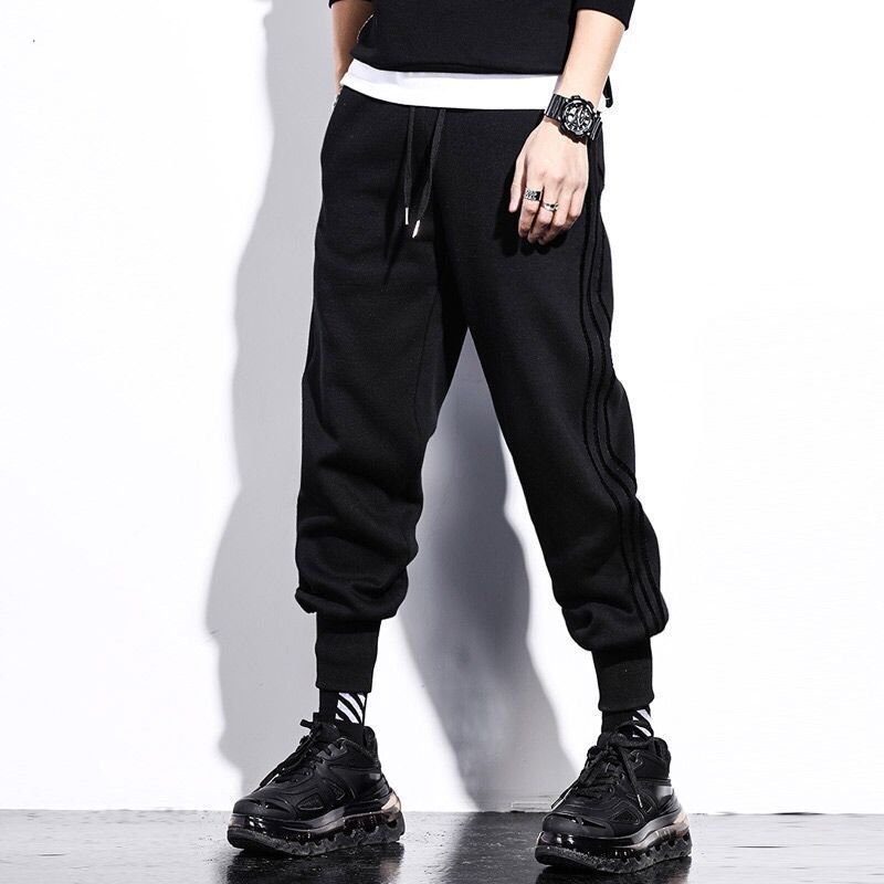 Men's sweatpants large size 100kg Male Hip hop Khaki Black Pockets Joggers Pants Man Korean Sweatpants Youthful vitality