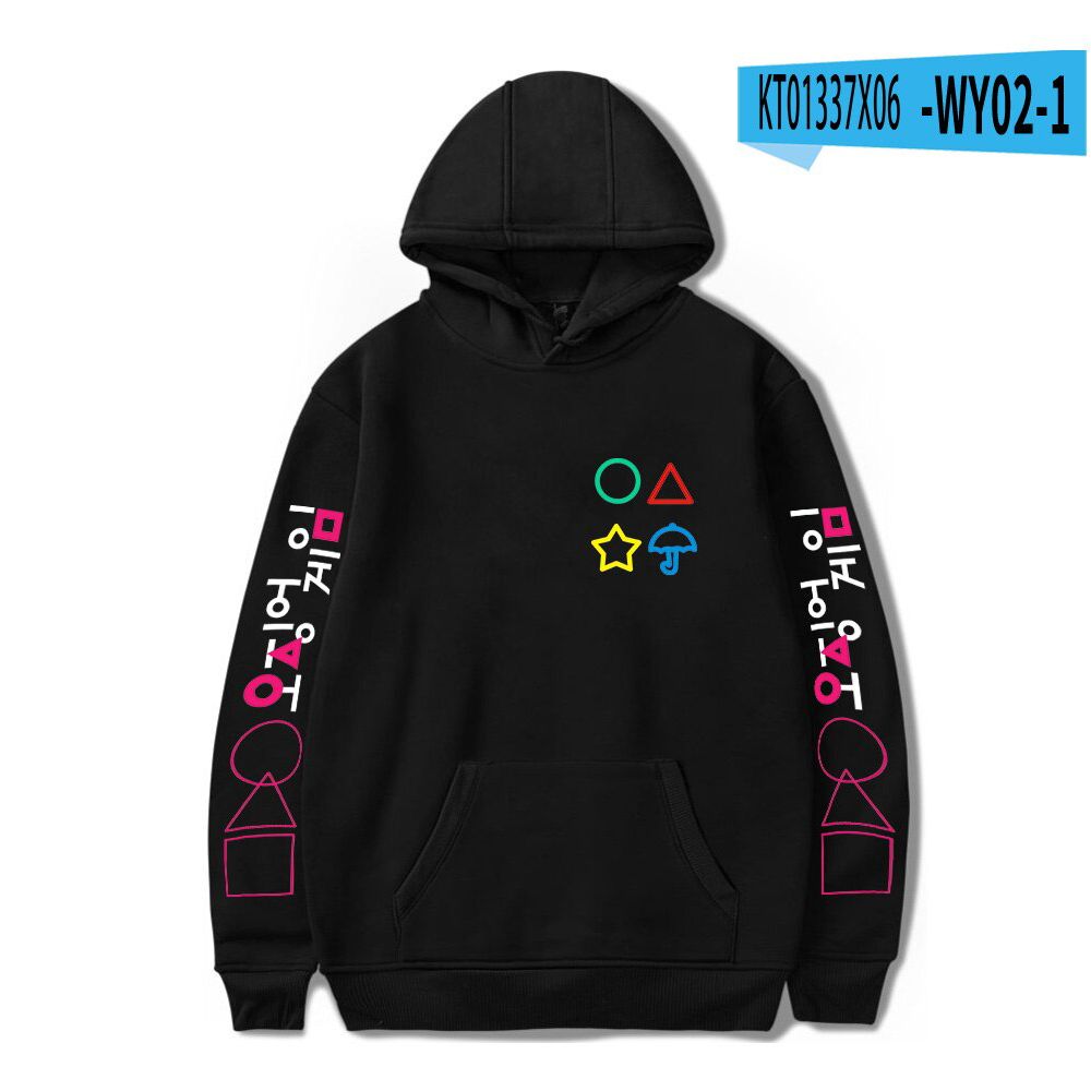 Fashion Squid Game Hoodie Men Women Streetwear  Hop Uni Pullovers Harajuku Sweatshirt Autumn Boys Girls Black Outwear