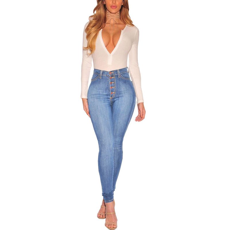 2021 New Female Jeans, Solid Color High Waist Pencil Pants Close-Fitting Pants for Women, S/M/L/XL/XXL