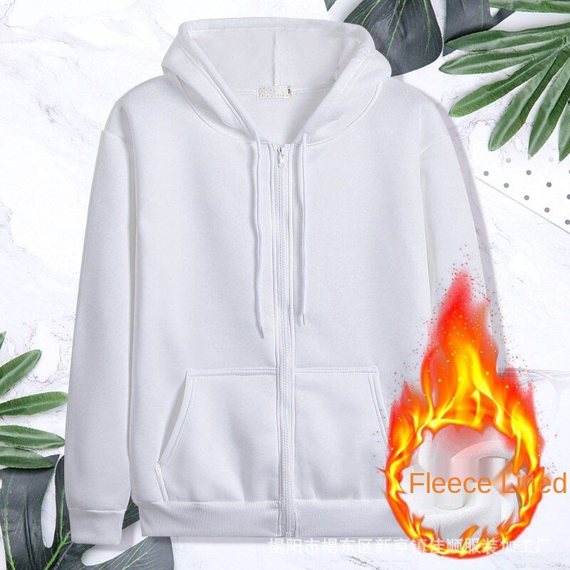 Spring And Autumn Zipper Hooded Mantle Plush Regular Full Winter Jackets Mens Clothing Men Hoodies