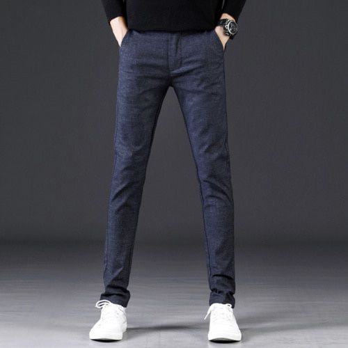 YASUGUOJI Men's Slim Fit Leisure Suit Pants High Quality Men Dress Pants Silk Trousers Straight Business Mens Formal Pants
