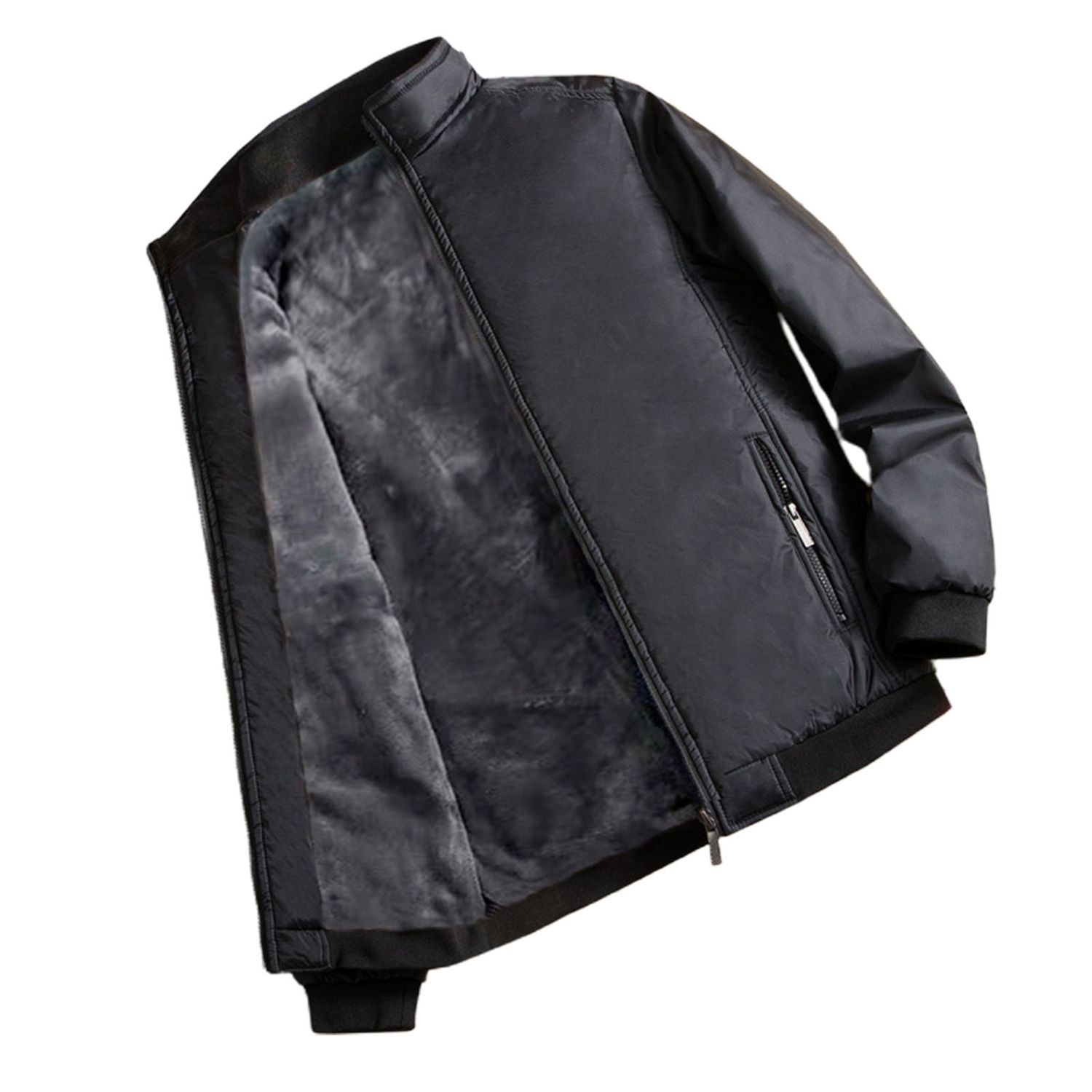 Men Jacket Stand Collar Full Zip Pilot Windproof Flight Jacket