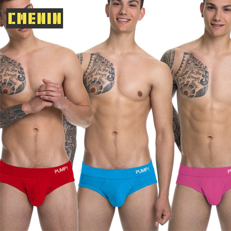 CMENIN Soft (1 Pieces) PUMP Quick Dry Milk Fiber Underwear Men Jockstrap Briefs Brand Men Underpants Male Panties Letter Mens Innerwear PU005