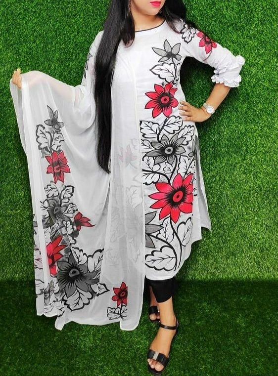 White Color Joypuri Cotton Unstitched Screen Print Exclusive, Stylist, Fashionable Three Pics For Woman. - Dress For Girls - 3 Pice Dress - 3 Pice Dress