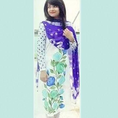 Unstitched Cotton Block Printed Shalwar Kameez For Women