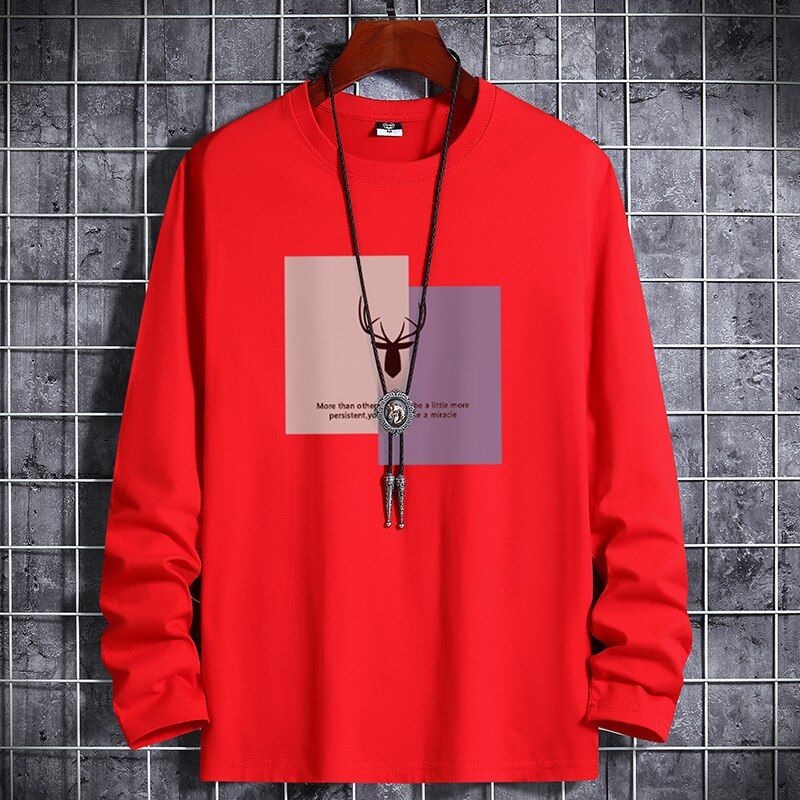 Long sleeve t-shirt men's Pure Cotton autumn and Summer fashion brand T-shirt bottom Shirt Large Men's T-shirt summer top