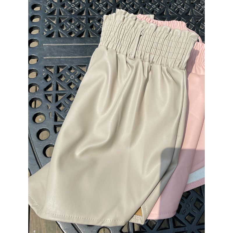 Black Faux Leather Biker Shorts Women Elastic High Waist Wide Leg Shorts Fashion Autumn Casual Ladies Leather Shorts Femme