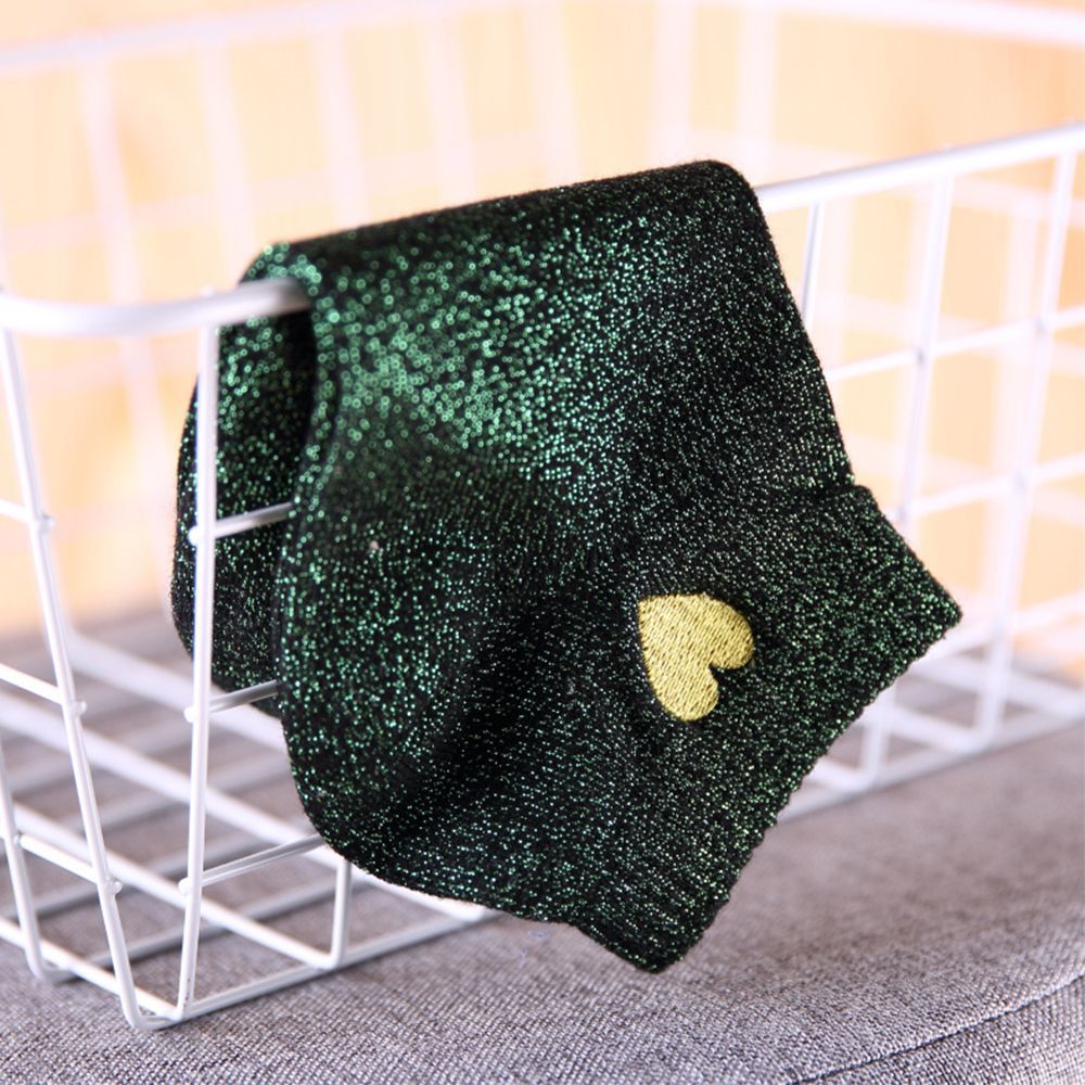 Cute Silk Colorful Shining Short Socks Embroidery Love Heart Glitter Socks For Women 6 Colors soquettes femme
