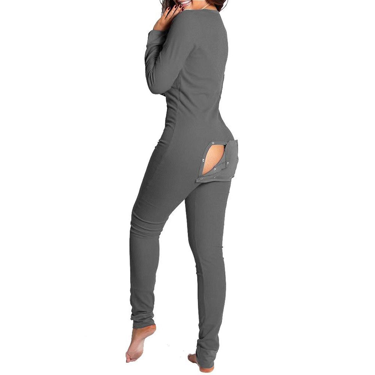y Women on-down Front Functional oned Flap Adults Jumpsuit autumn winter stretchy on Pajamas One Piece Adulto