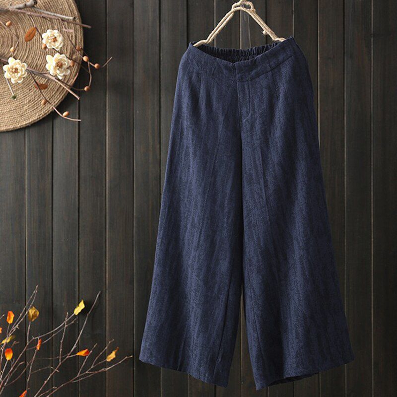 Trousers Oversized Women Wide Leg Pants Elastic High Waist Pants Solid Baggy Pockets Elegant Long Trouser Pantalon Femme
