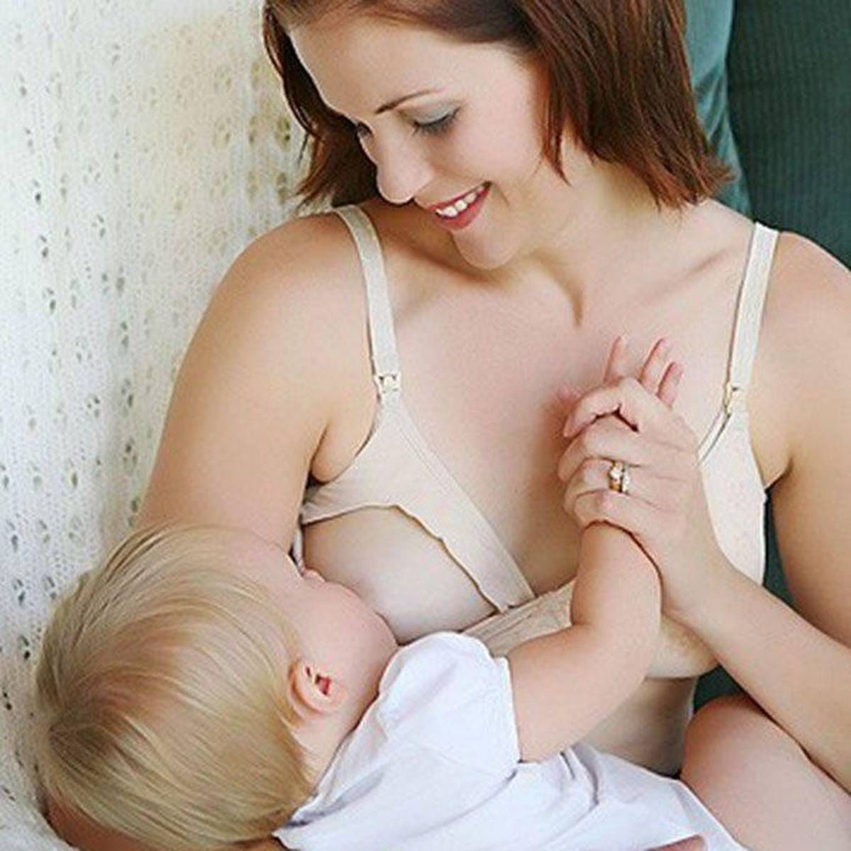 Cream Cotton Breast Feeding Bra For Women