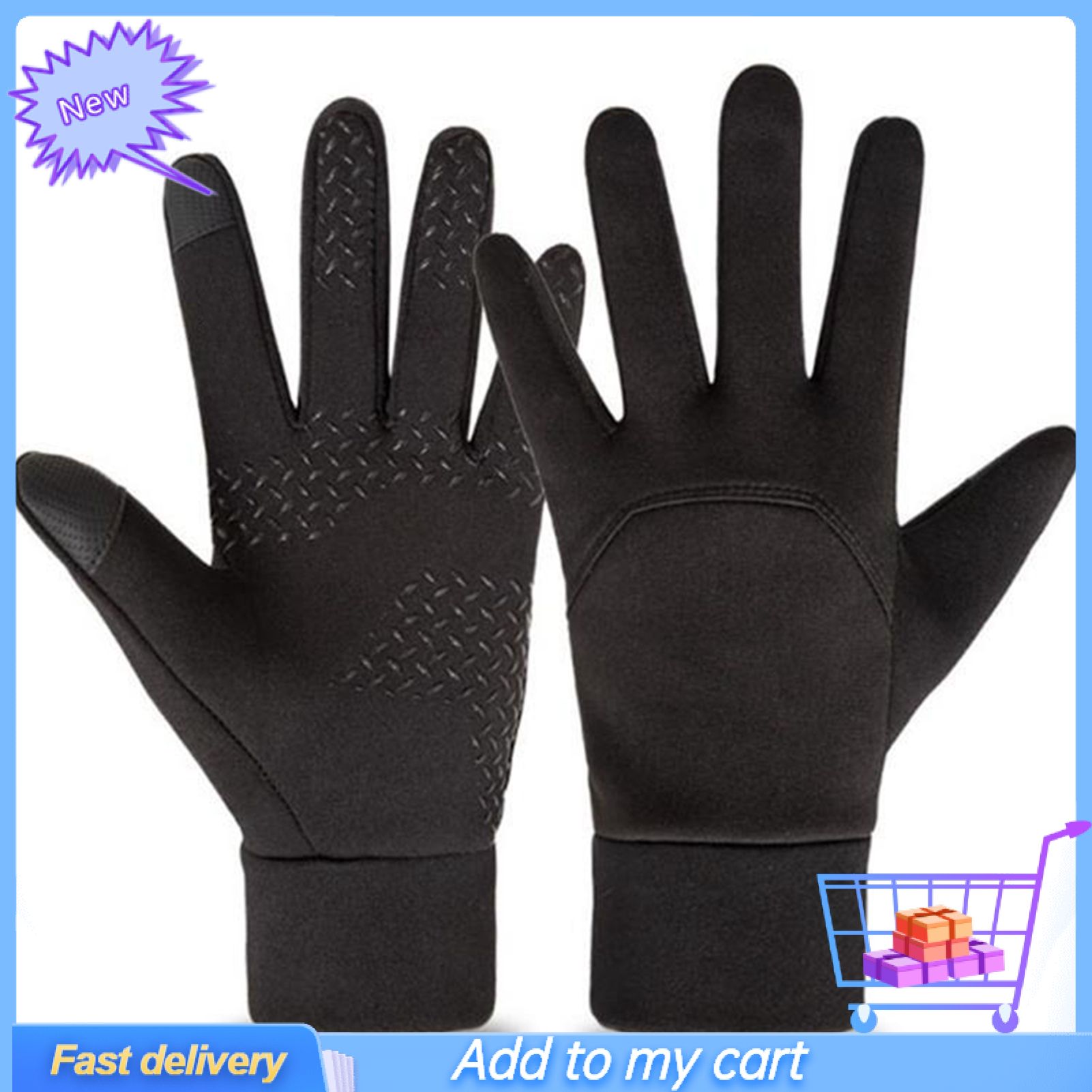 1 Pair Men Winter Keep Warm Waterproof Non-slip Full Finger Cycling Sport Gloves