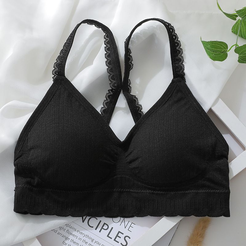 Women Lace Bra Seamless No Steel Brim Beauty Back  Underwear with Removable Bra Pad