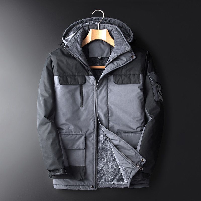 Men Autumn Winter Warm Waterproof Jacket Casual Thick Warm Outwear Windproof Hat Parkas Jacket Men Plus Size L-9Xl