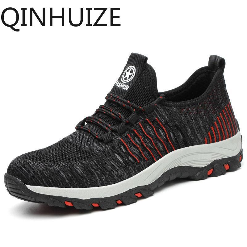 New steel toe cap safety shoes men breathable mesh safety shoes anti-piercing work shoes outdoor protective shoes work safety boots fashion lightweight safety boots