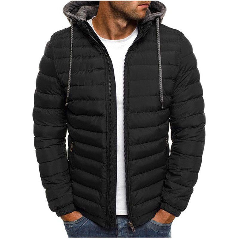 Men Winter Parkas Fashion Solid Hooded Cotton Coat Jacket Casual Warm Clothes Mens Overcoat Streetwear Puffer Jacket