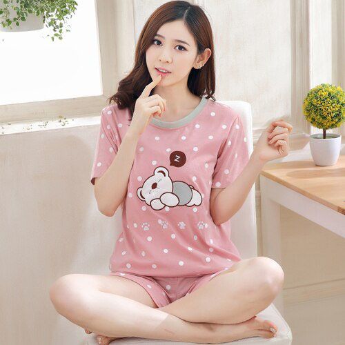 Pyjama Short Sleeve Pajamas Set Homewear Pajamas Comfortable Girl Summer Female Cute Pijamas Women Sleepwear Lovely Home Suits