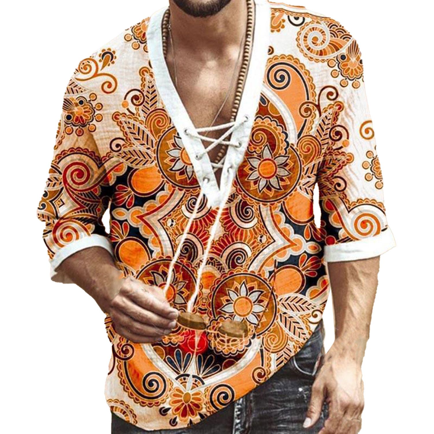 T-shirt Comfortable Breathable Polyester Men Printed Streetwear Summer Top for Daily Life