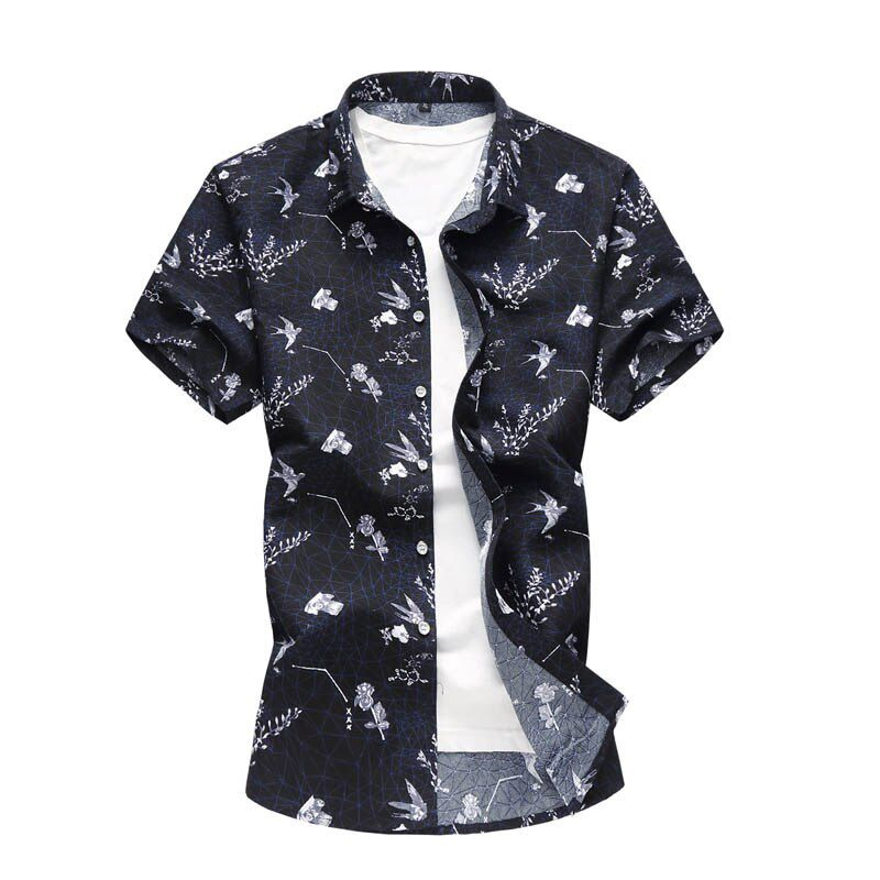 2020 Styles Summer Shirt Men Casual Short Sleeve Men's Floral Shirts Hawaii Casual Male Flower Print Beach Holiday 6XL 7XL