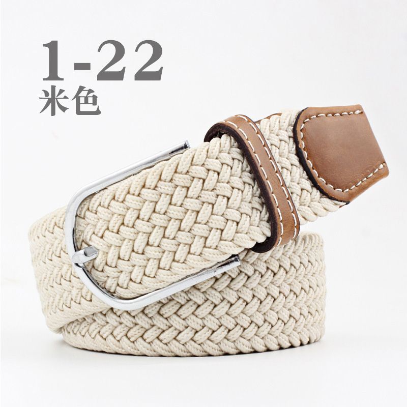 Loldeal Women's Canvas Belt Men's Elastic Waistband Belt Casual Stretch Woven Pin Buckle Belt