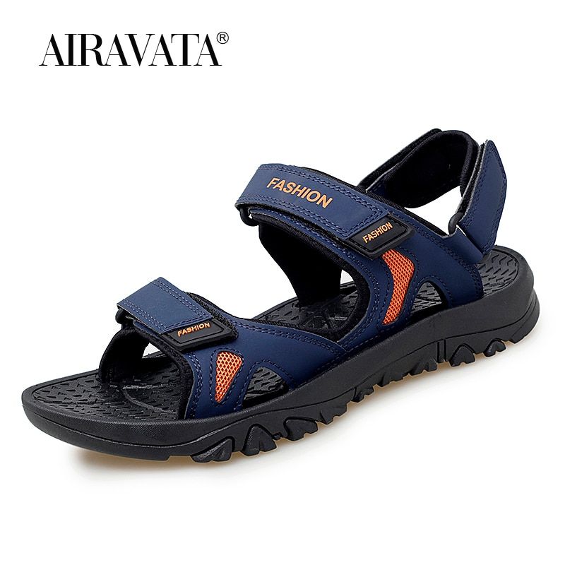 Men's Flat Sandals New Velcr Convenient Beach Walking Slippers Men Non-slip Wear-resistant Fashion Casual Shoes Size 48