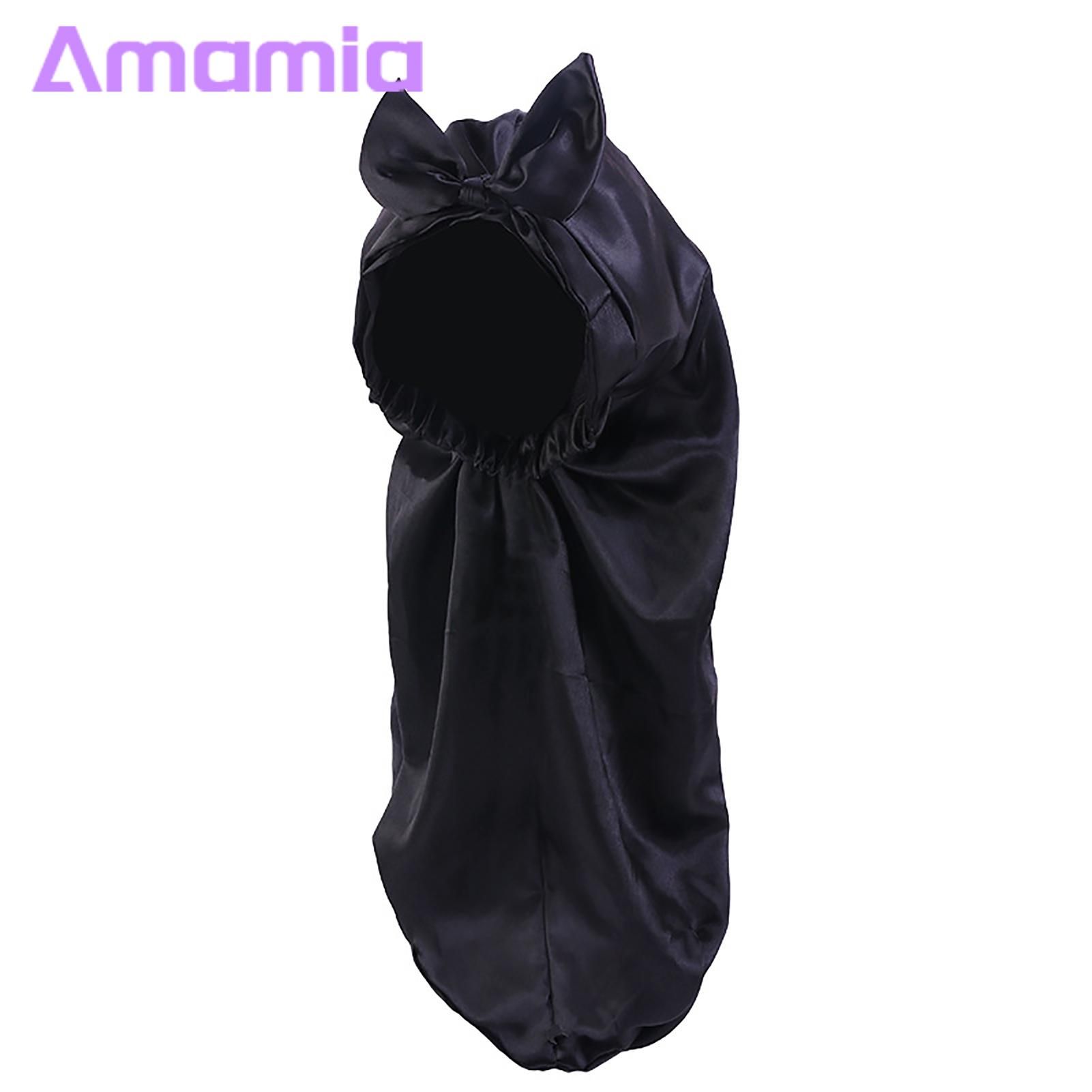 Amamia Hair Bonnet Solid Color Elastic Wide Band Hair Cap