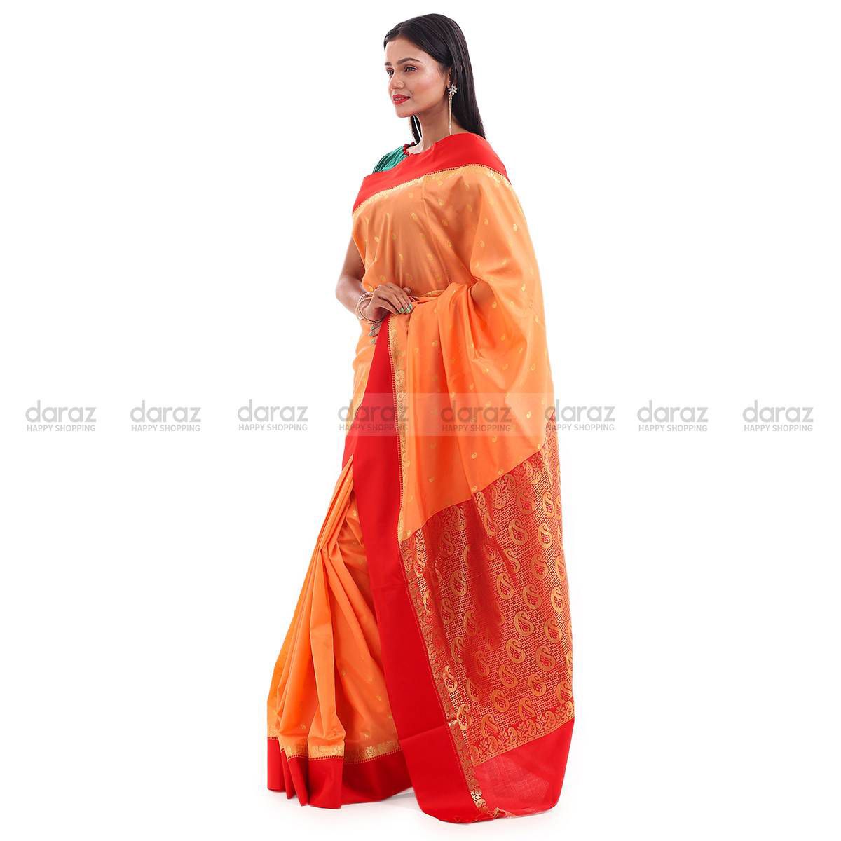Silk Katan Sharee With Running Blouse Piece For Women