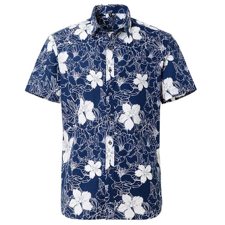 Summer Floral Hawaiian Men's Shirt Short Sleeve Regular Fit Beach Wearing Factory Direct Sell