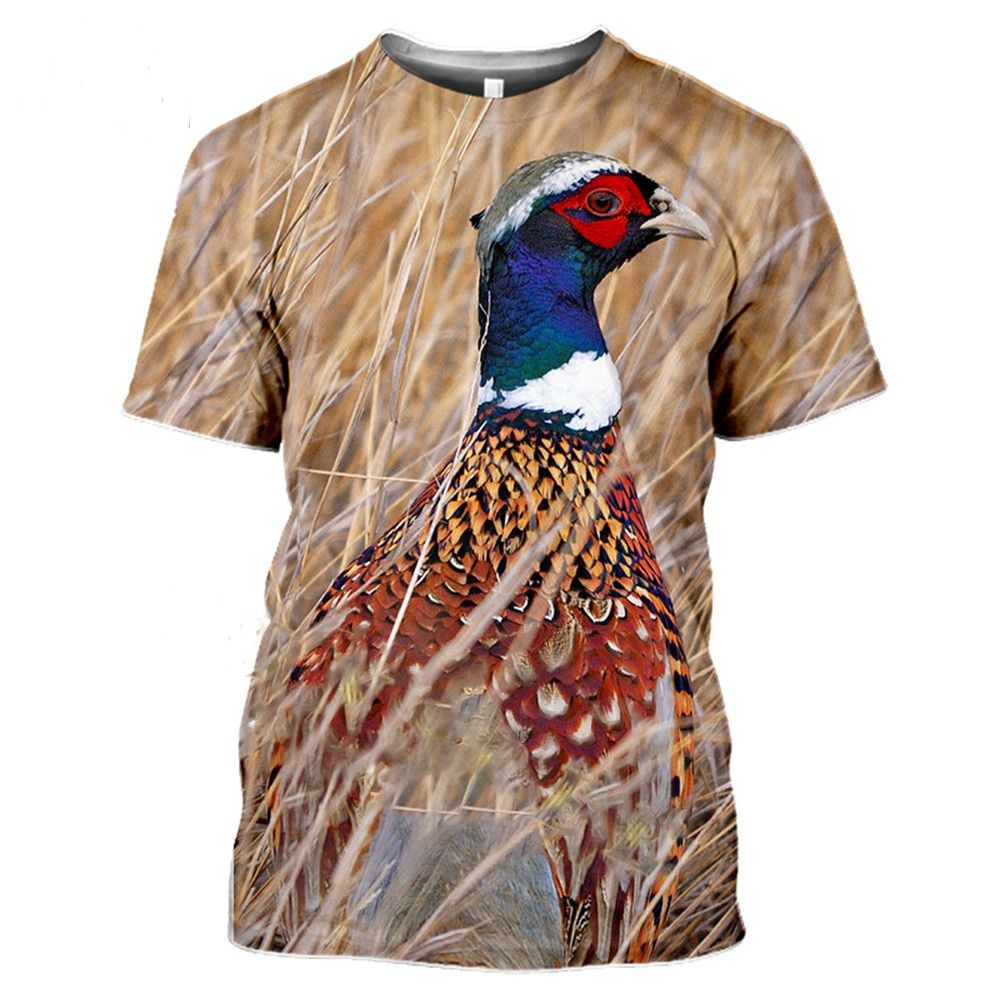 3D Print Harajuku T-Shirt Summer  Hunting Partridge Bird Fashion Casual Men's tshirt Chukar Short sleeve Streetwear Unise
