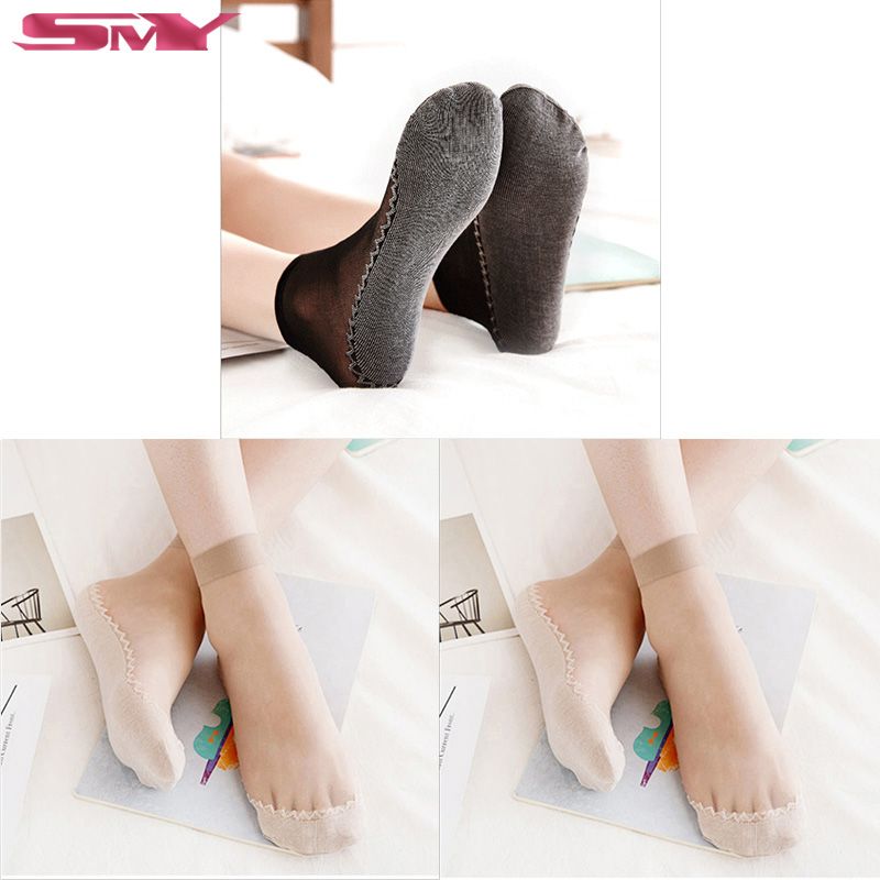 3Pairs Women Short Stockings Cotton Bottom Nonslip Socks Breathable Girl Socks
