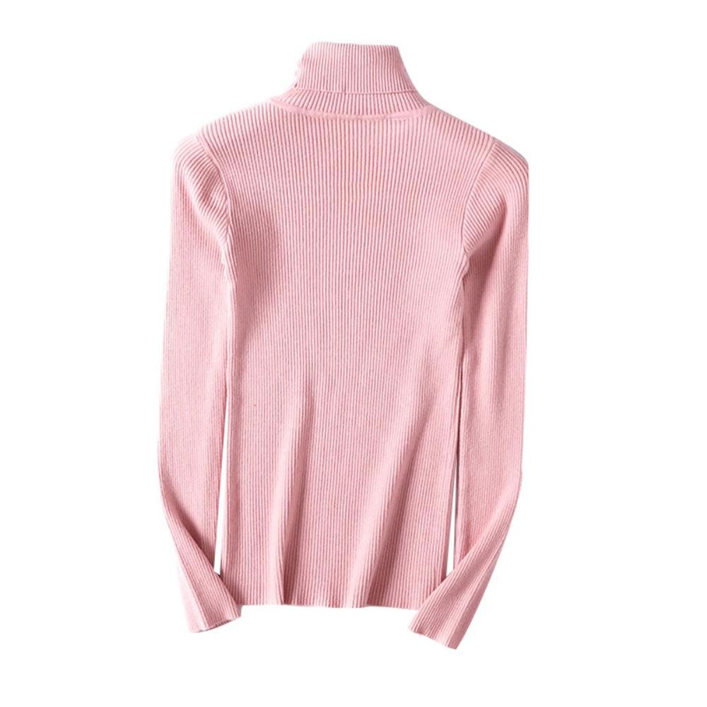 Women Turtleneck Long Sleeve Sweater Knitted Pullover Top