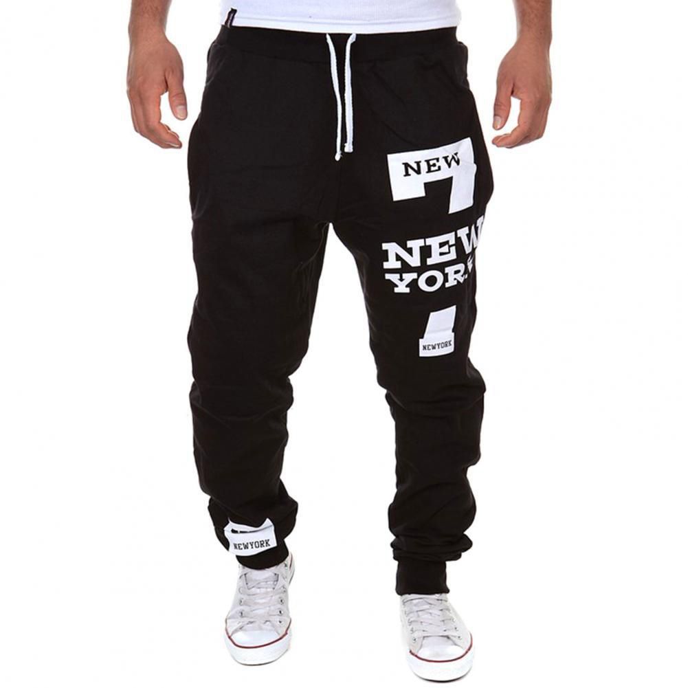 new stylish Men Casual Jogger Number 7 Printed Letter Drawstring Sweatpants Trousers Pants   sweatpants штаны  7부바지 남자