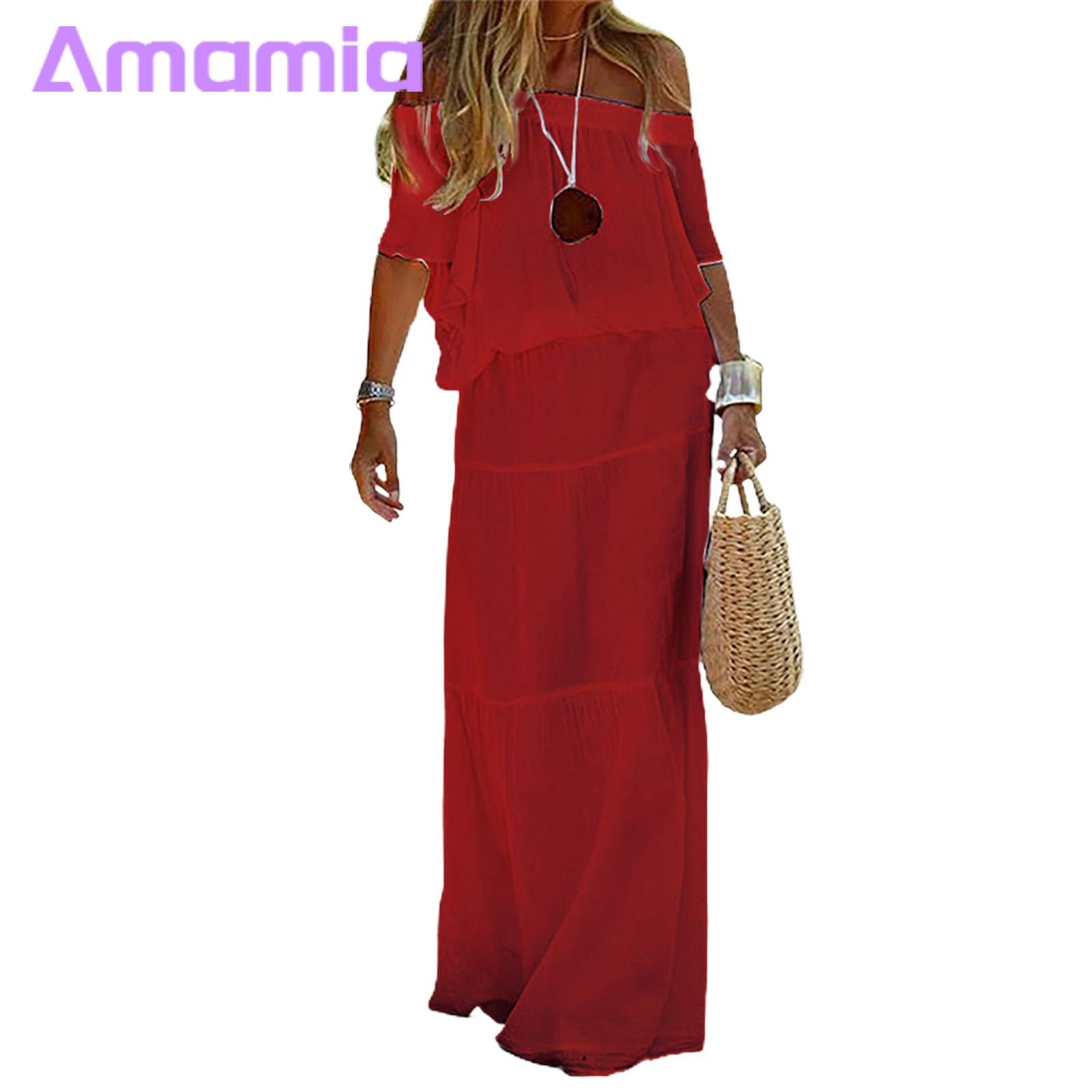 Amamia Beh Dress Lightweight Off Shoulder Slash Neck Dress