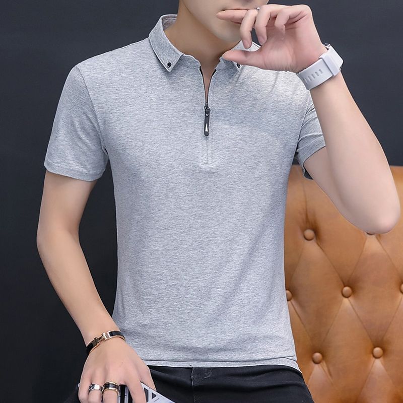 Summer Fashion 2022 Mens Tshirts Summer Cotton T Shirt Men Short Sleeve Turn-down Collar Korean Style Men T Shirt
