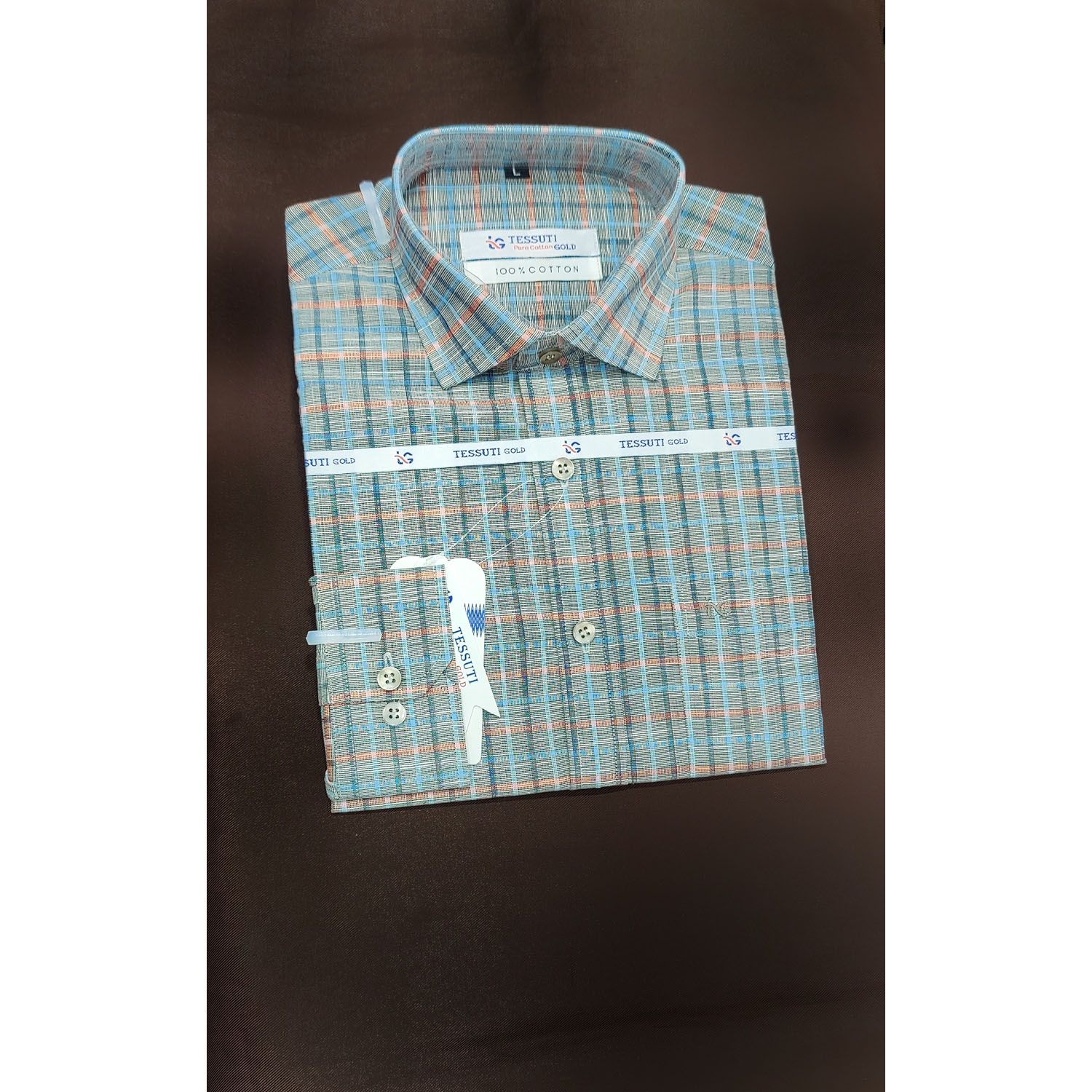 Gramin Check Silver & Orange Communication Full Sleeve Casual Shirt For Men