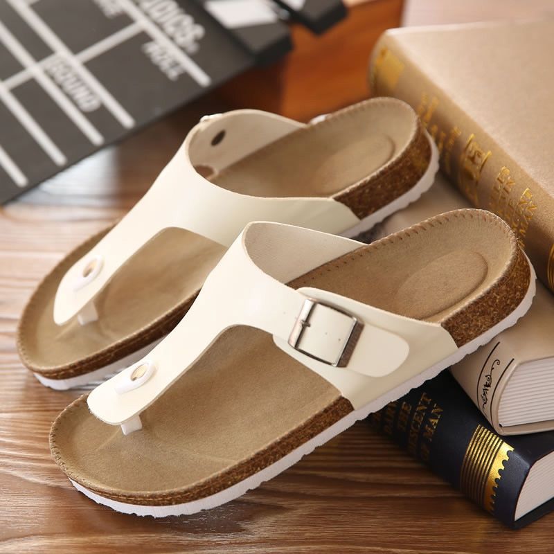 Men Cork Shoes Slippers Flip Flops Summer Chinelo Sandals Zapatos Hombre Slides Lovers Cork Male Beach Sandals