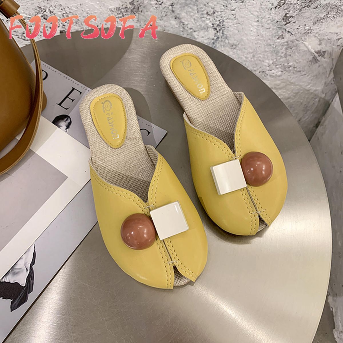 Casual Women Leather Fashion Single Shoes Flat Summer Slippers