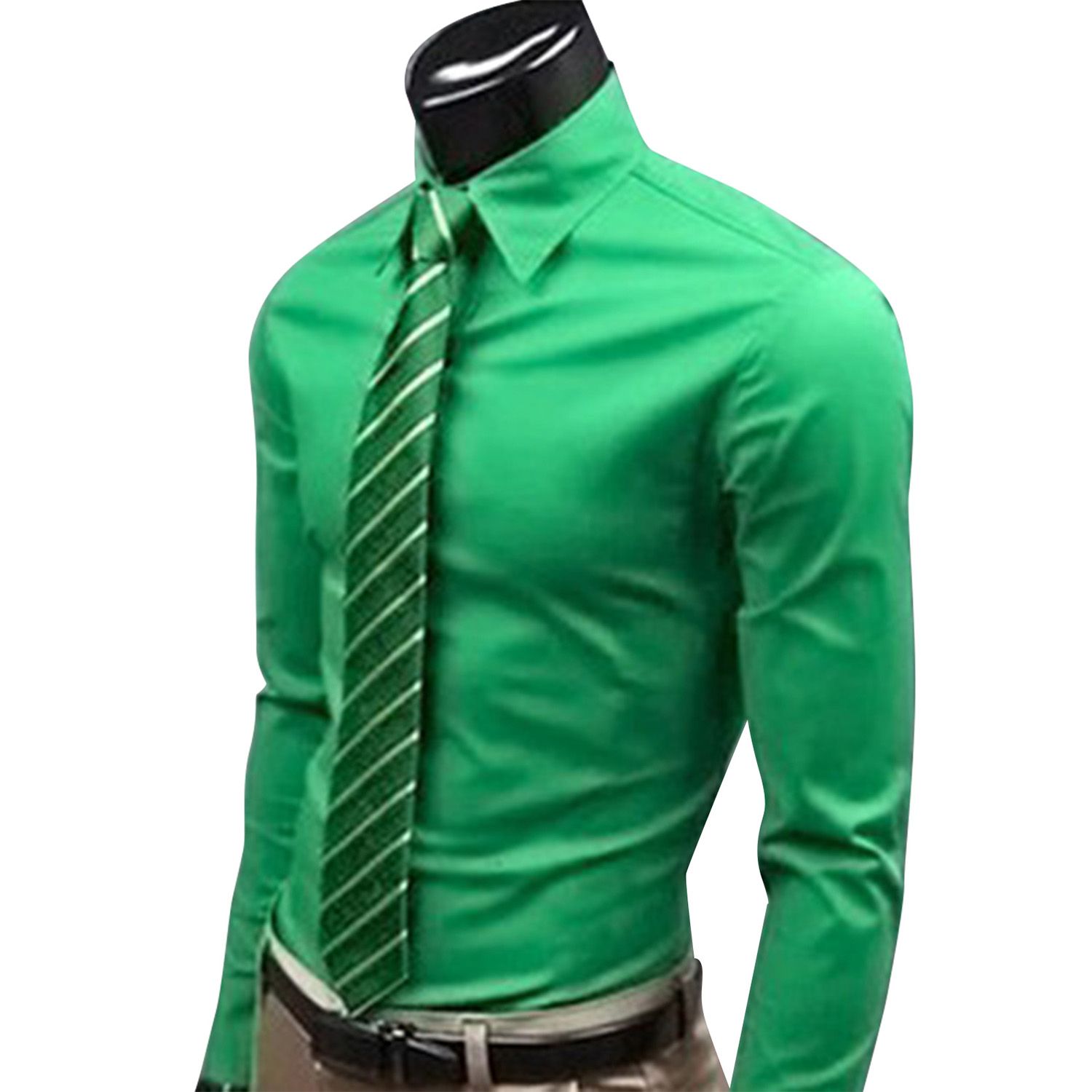 Fashion Men Solid Color Long Sleeve Buttons Down Shirt Slim Formal Business Top