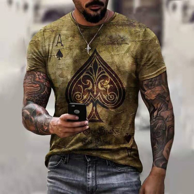 Horrible Skull Spades  T-Shirt Casual Men Summer 3D-Print Extra-Large T-Shirt 2021 Comfort Breathable T-Shirt Tops 110-6XL