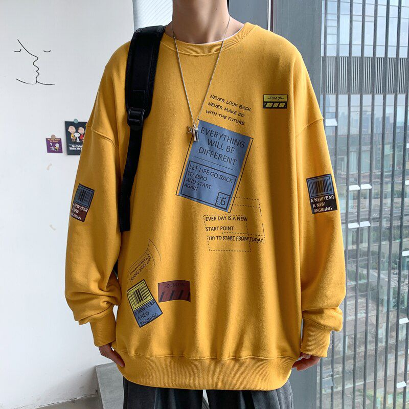 Autumn Spring Hoodies Sweatshirt For Men's Black Loose  Hop Punk Pullover Streetwear Casual Fashion Clothes OVERSize 5XL