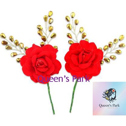 Artificial Flower Hair Brooches 2 pcs set