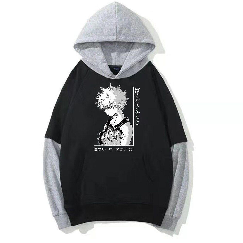 Anime My Hero Academia Graphic Long Sleeve Hoodies Funny Bakugou Katsuki Harajuku Sudadera Sweatshirts Pullover
