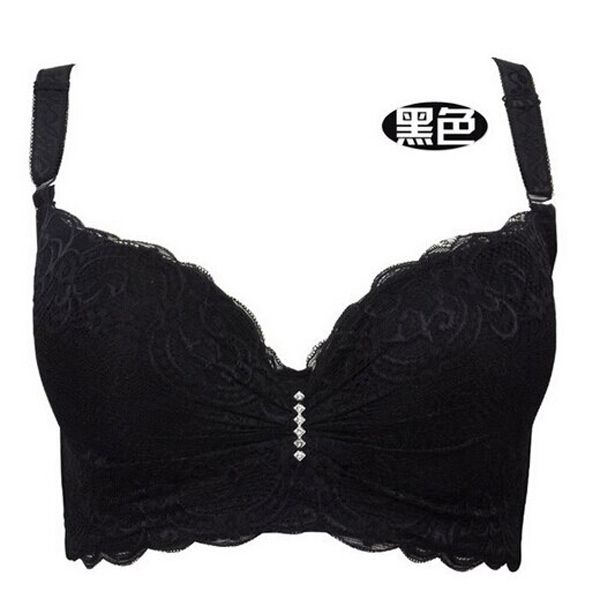 Plus size bra adjustable push up side gathering u lace mm shaping C large cup D Large E cup underwear