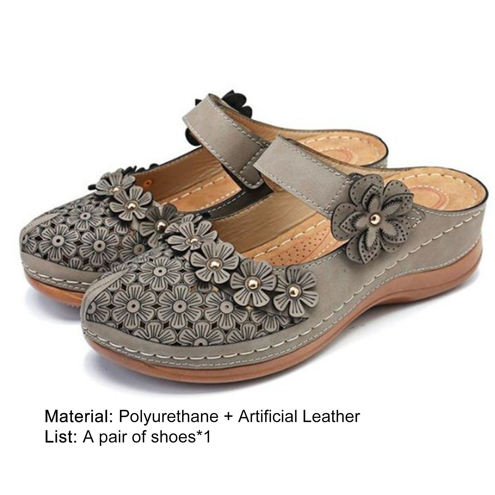 Casual Sandals Slip-on Flower Decor Hollow Summer Sandals