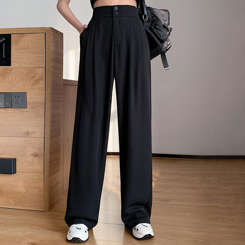 Summer Loose Casual Trousers For Women High Waist Maxi Wide Leg Pants Female Elegant Fashion Clothes