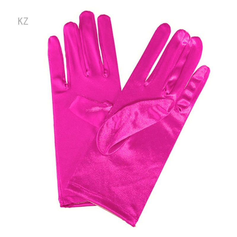 2* Ladies Short Wrist Gloves Smooth Satin For Party Dress Prom Evening Wedding