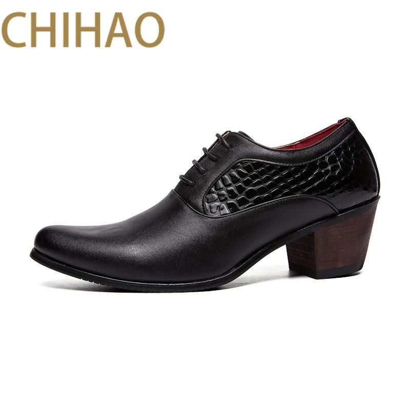 Mens Formal Leather Shoes Sale Casual Brand Men Dress Shoes Men High Increase Wedding Shoes High Heels Formal Shoes Matte Leather Bright Leather Shoes Black Classics
